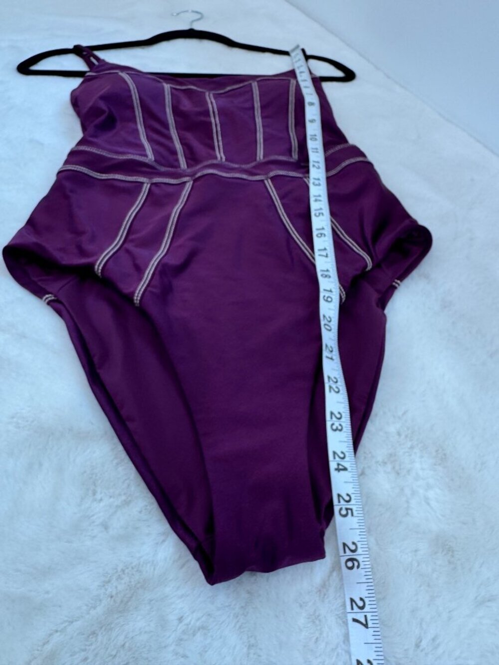 New Becca Women's Size M Aubergine Sheen One-Piece Swimsuit - Picture 5 of 12